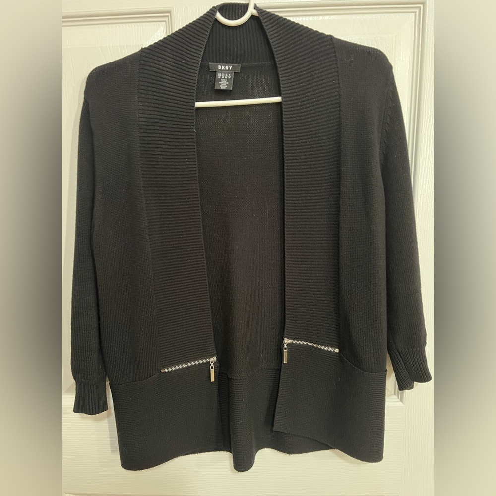 DKNY Open Front Black Cardigan Size Medium